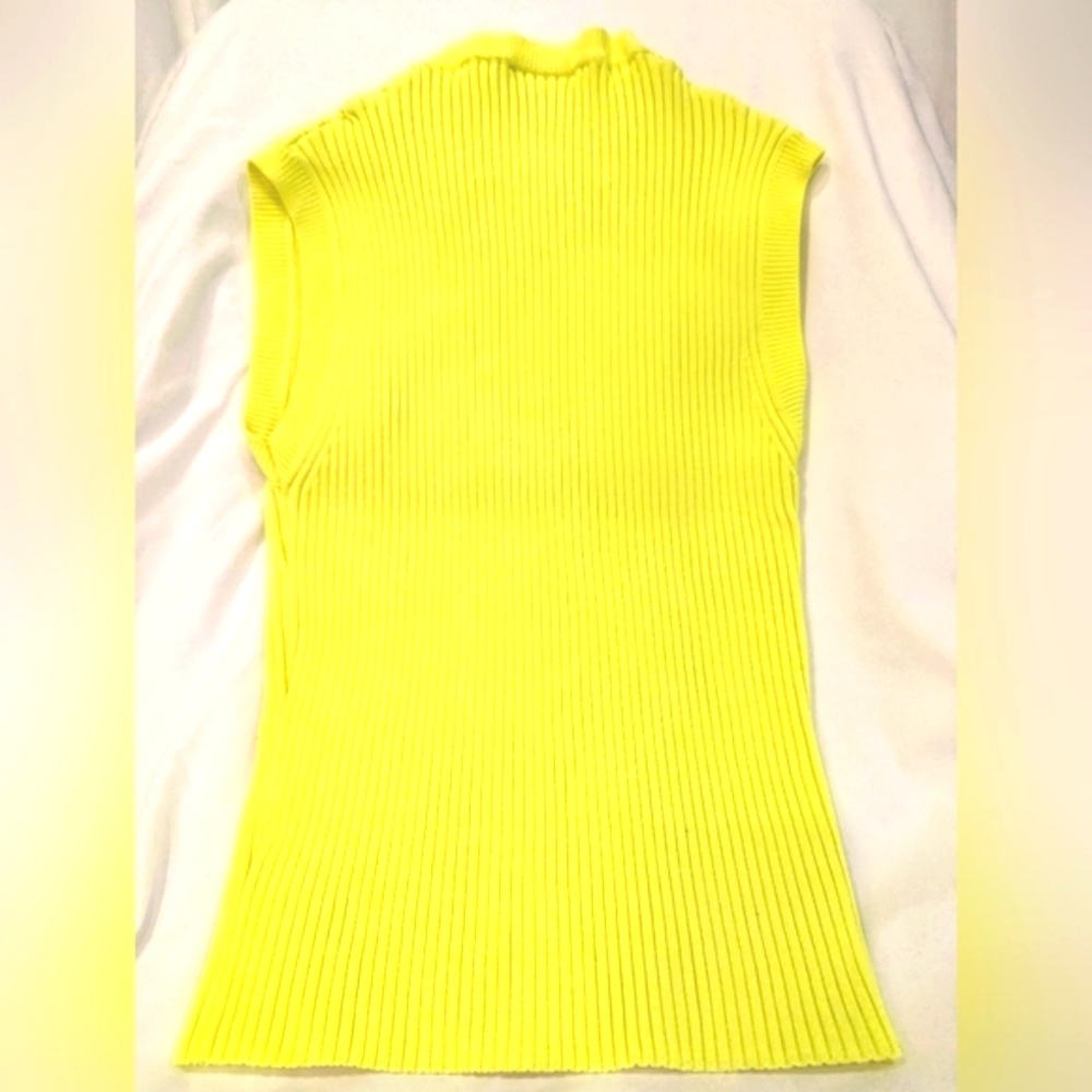 GCDS Neon Yellow Ribbed Tank Top - Picture 3 of 6
